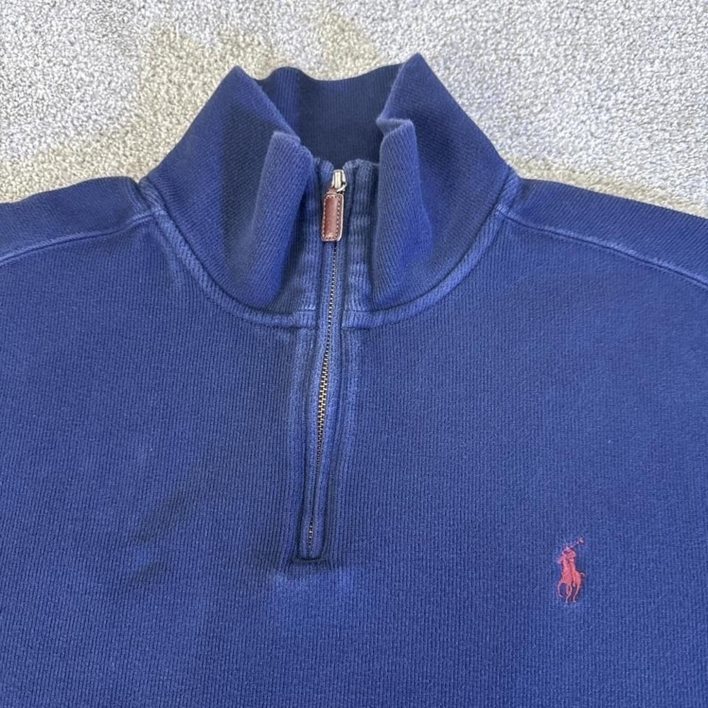 Vintage Polo Ralph Lauren 1/4 Zip Sweater Red Embroidered Logo XL - Picture 3 of 7